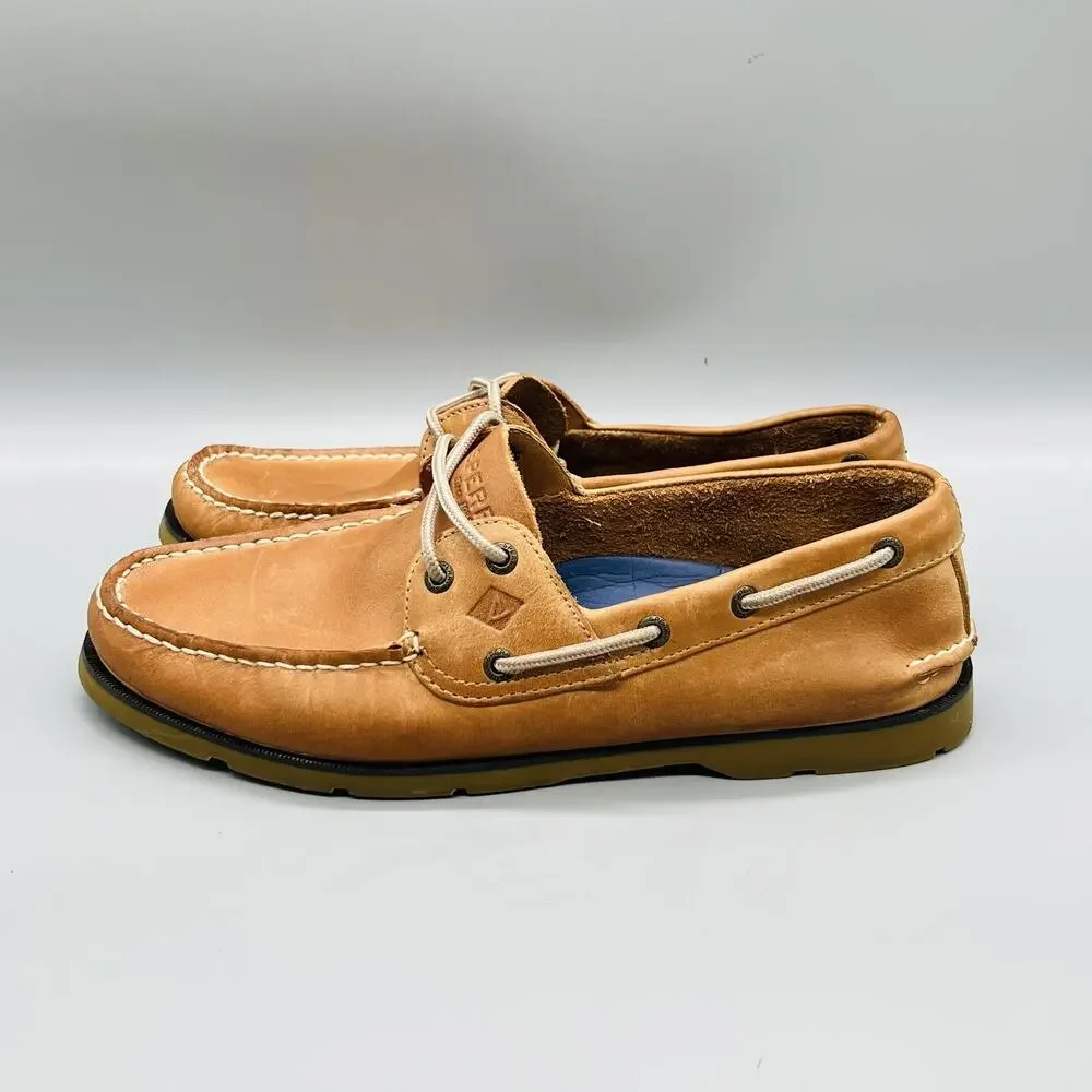 Sperry Shoes Mens 10.5 Brown Leather Top Sider Boat Deck Moc Toe Casual Comfort